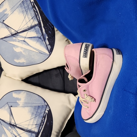 Make Offer! Sperry Topsider slip on boat shoe, pink thick canvas sneaker Size 6 - Picture 1 of 12
